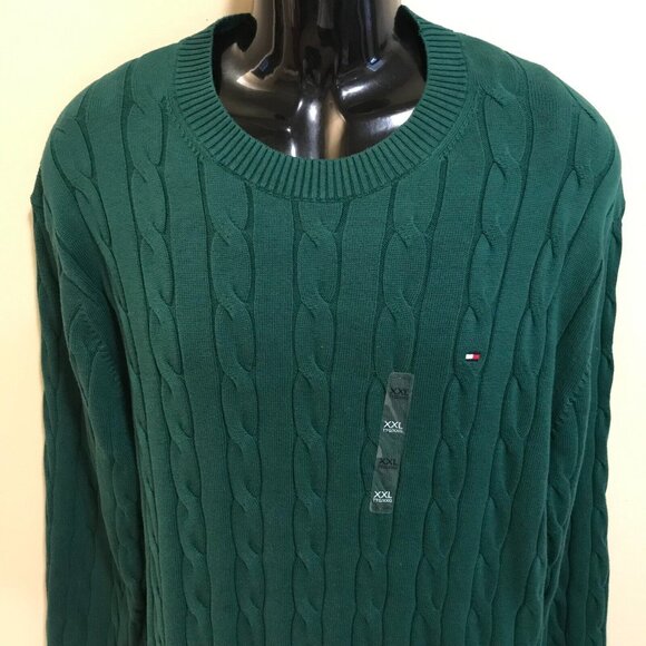 Men's Tommy Hilfiger Flag Logo Cable Knit Sweater-Size 2XL - Picture 2 of 15